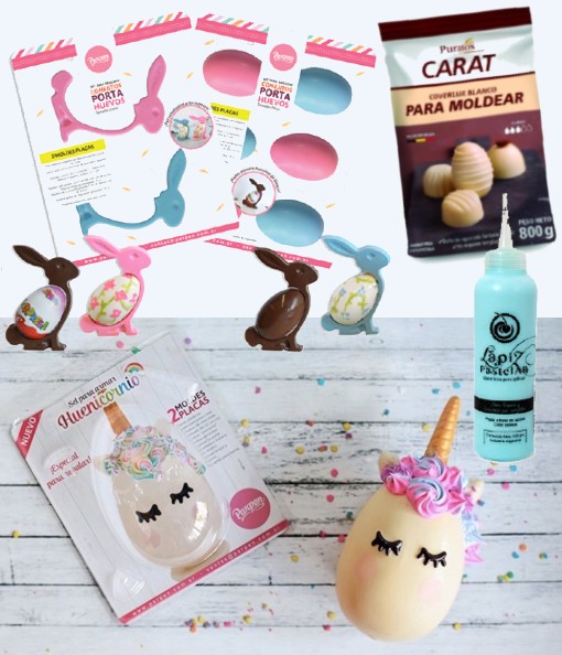 KIT HUEVOS DE PASCUAS UNICORNIO Y CONEJITO